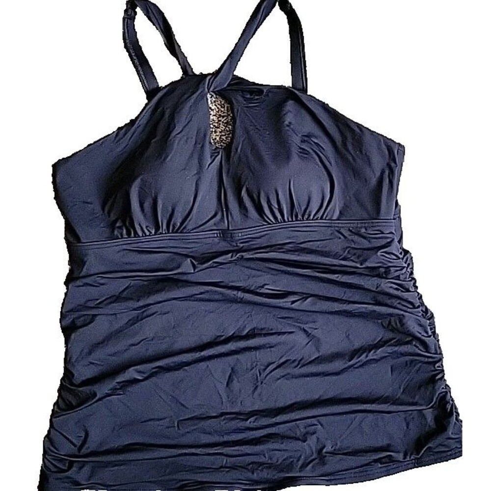 Lands End Large Black Swim Top One Shoulder Multi-way Padded Lined Women's S43